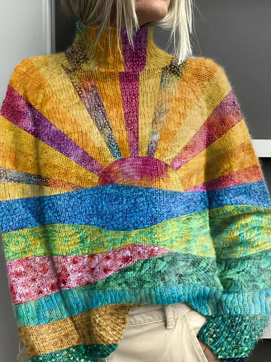 Geneviève™-Smooth and Colourful Turtleneck Sweater
