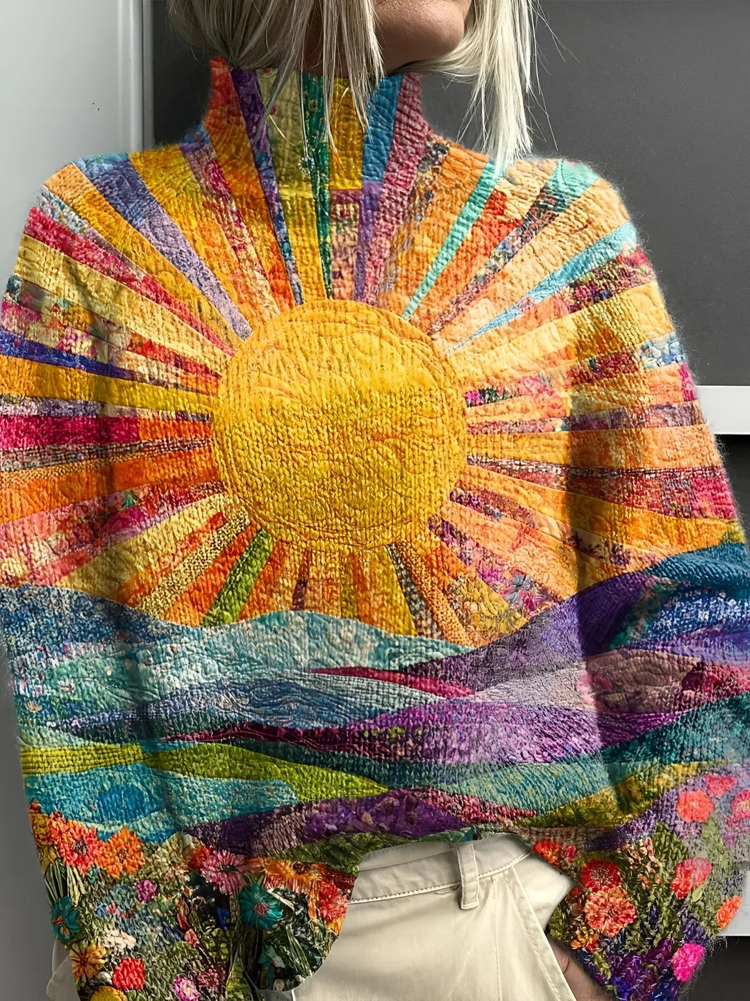 LUCIE™ | Turtleneck Sweater, Radiant Sunrise Landscape