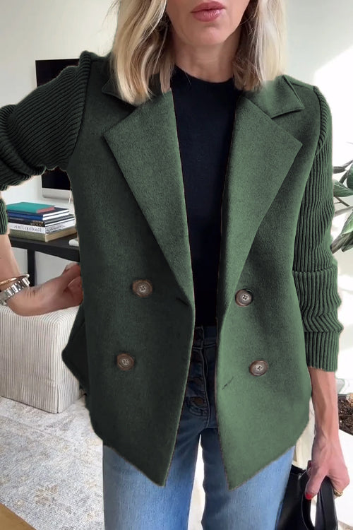 Lenora™ | Chic Knit-Sleeve Blazer