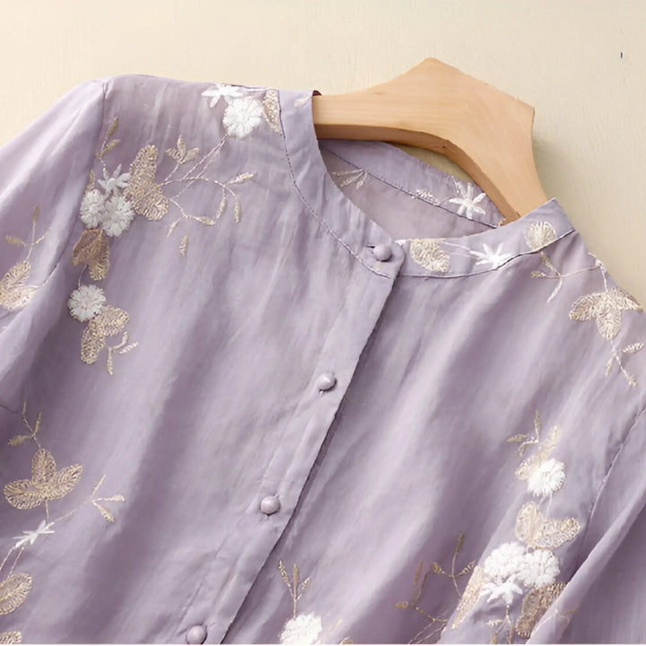 Emily™ | Cotton Top with Embroidered Flowers