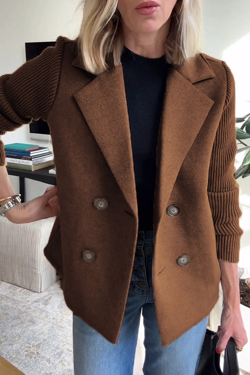 Lenora™ | Chic Knit-Sleeve Blazer
