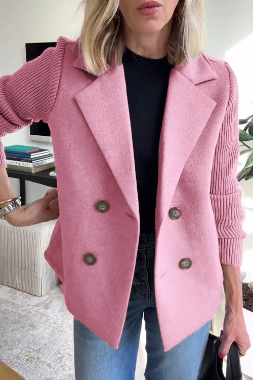 Lenora™ | Chic Knit-Sleeve Blazer