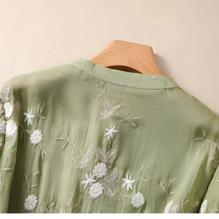 Emily™ | Cotton Top with Embroidered Flowers