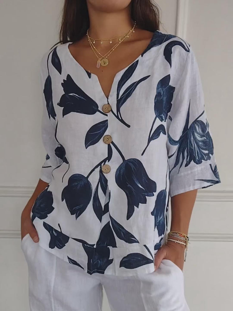 Maxine™ | Floral Button-Up Blouse
