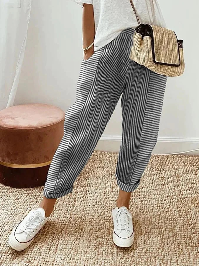 Amel™ | Striped Linen Trousers
