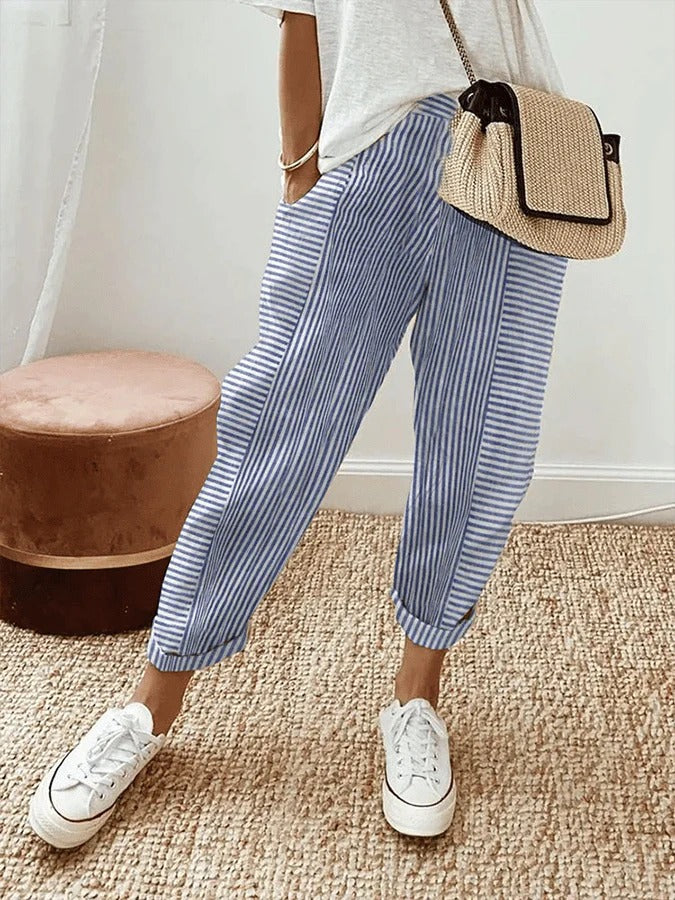 Amel™ | Striped Linen Trousers