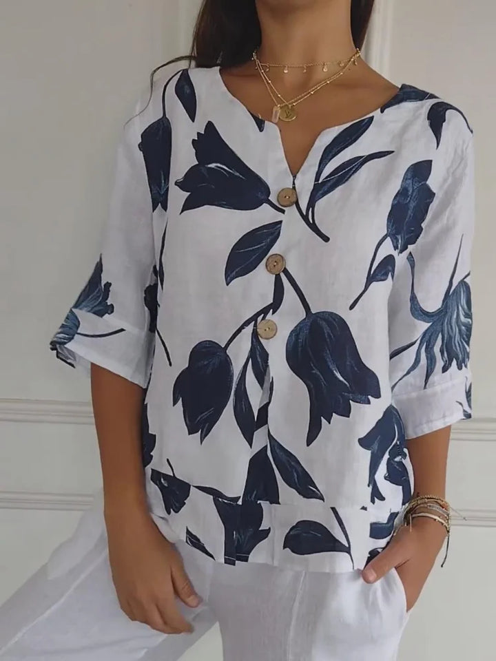 Maxine™ | Floral Button-Up Blouse