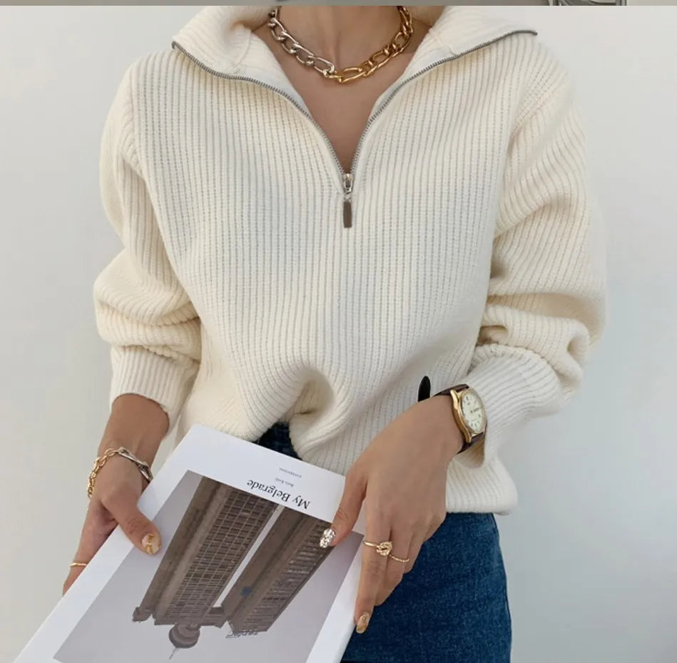Annie™ | Elegant Zip-Up Sweater
