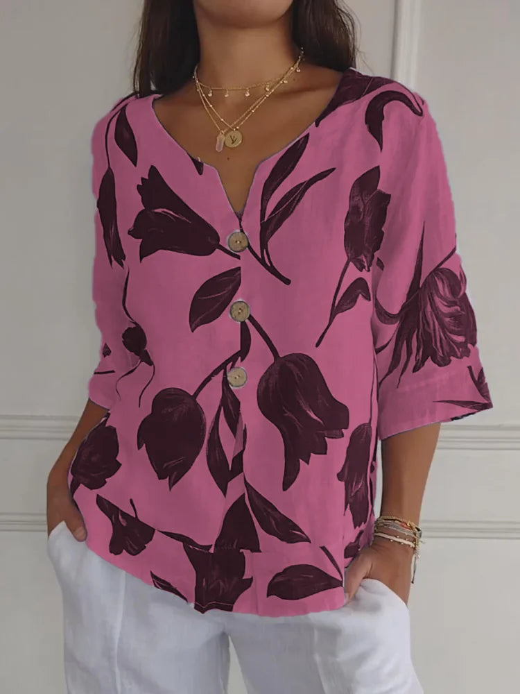 Maxine™ | Floral Button-Up Blouse
