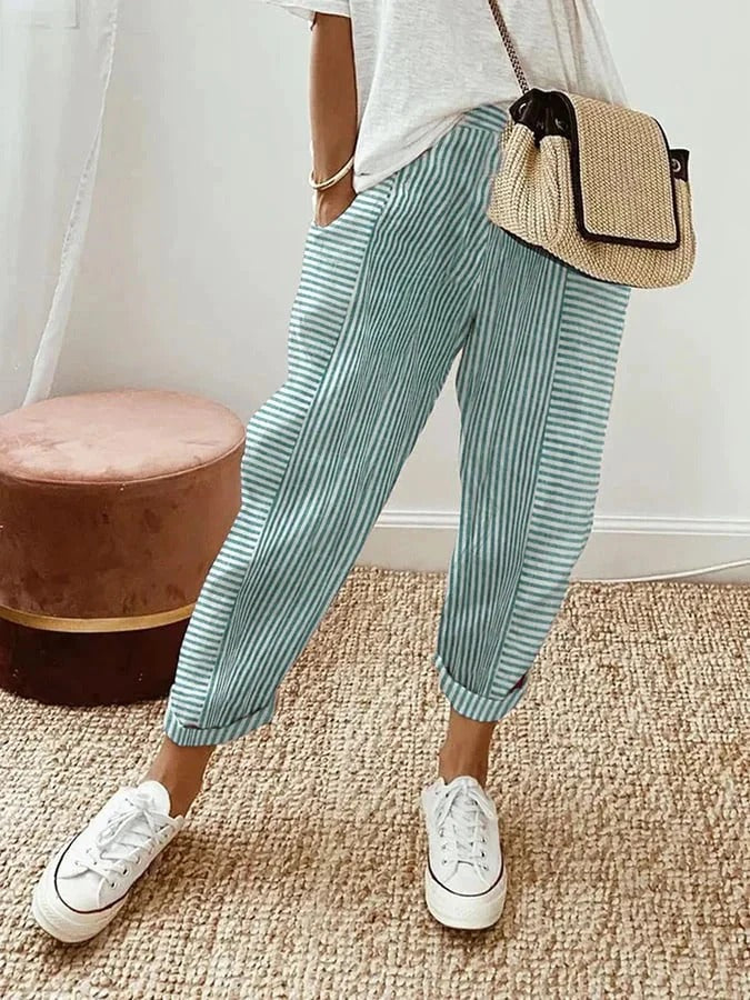 Amel™ | Striped Linen Trousers