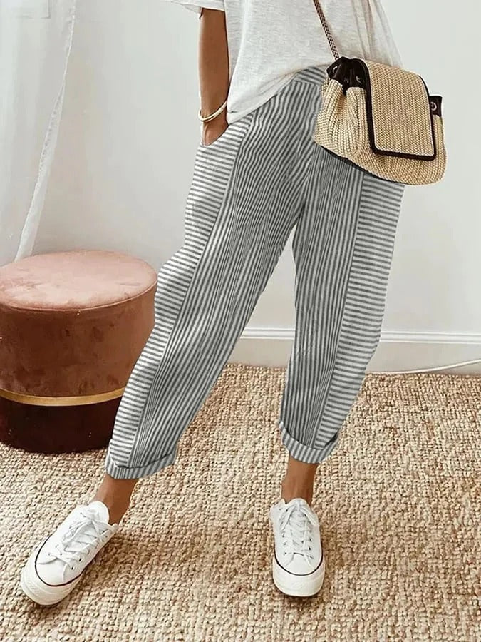 Amel™ | Striped Linen Trousers