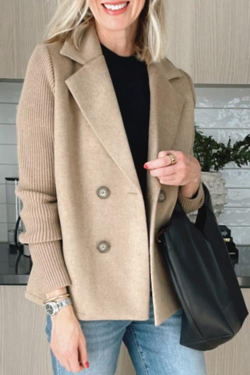 Lenora™ | Chic Knit-Sleeve Blazer