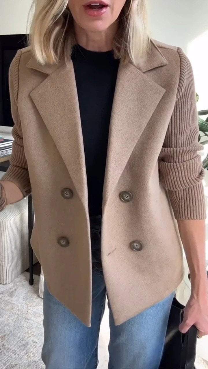 Lenora™ | Chic Knit-Sleeve Blazer