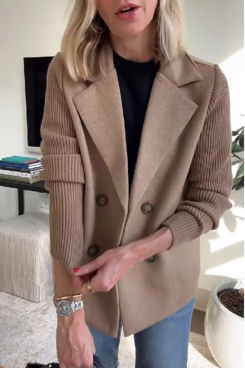 Lenora™ | Chic Knit-Sleeve Blazer