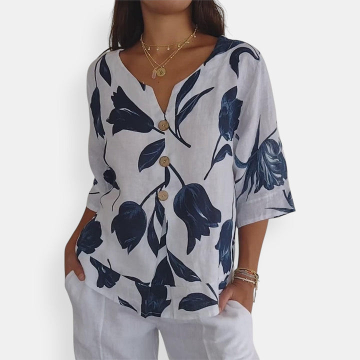 Maxine™ | Floral Button-Up Blouse