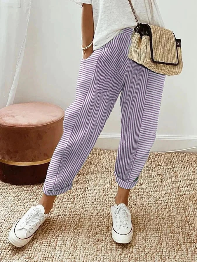 Amel™ | Striped Linen Trousers