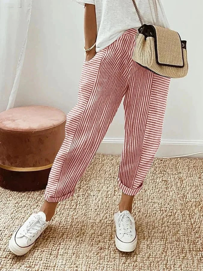 Amel™ | Striped Linen Trousers